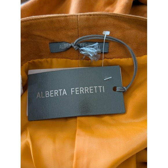 Alberta Ferretti Suede High Waisted Pleated Trousers Pants Burnt Umber Size 4 US - Picture 10 of 14